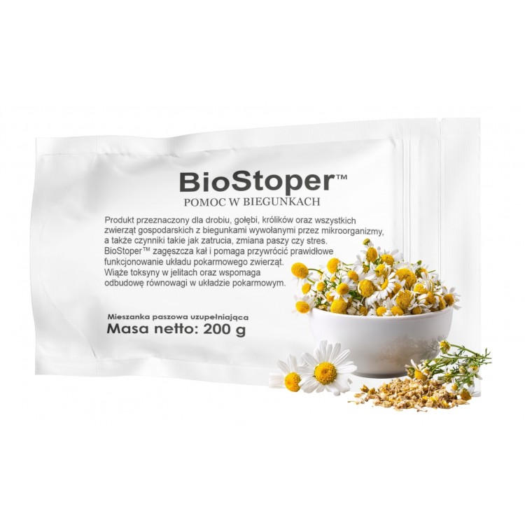 BioStoper 200 g preparat na biegunki dla kur i zwierząt gospodarskich